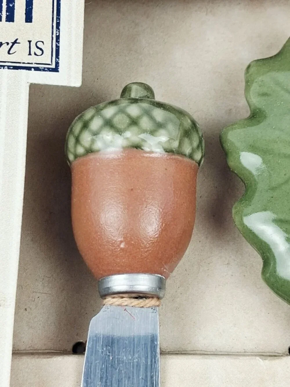 Hallmark Fall-Themed Ceramic Handled Cheese Spreaders Set Of 3 - Acorn Oak Leaf - Picture 4 of 8